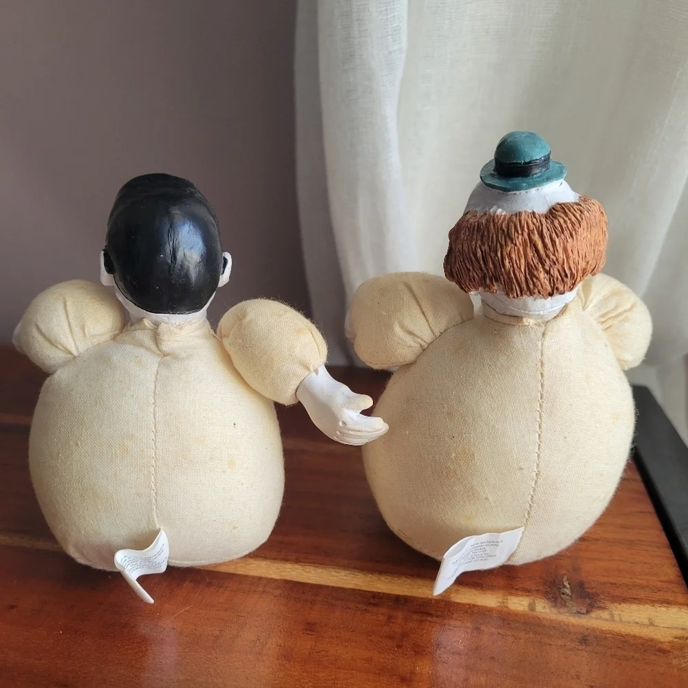 Set of 2 Vintage Porcelain Clowns Head, Hands, Feet Porcelain Hat Stuffed Body